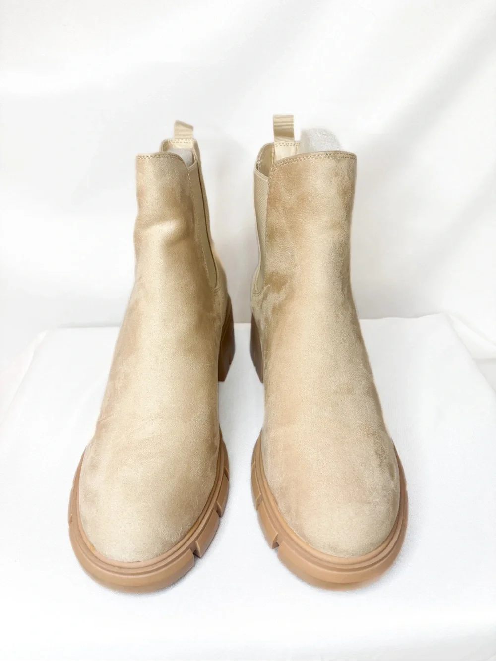 Suede Chelsea Booties in Tan - Picture 3 of 4